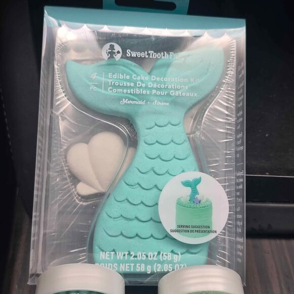 Mermaid birthday cake toppers and  sprinkles all new in box unopened. Birthday d - Picture 2 of 4